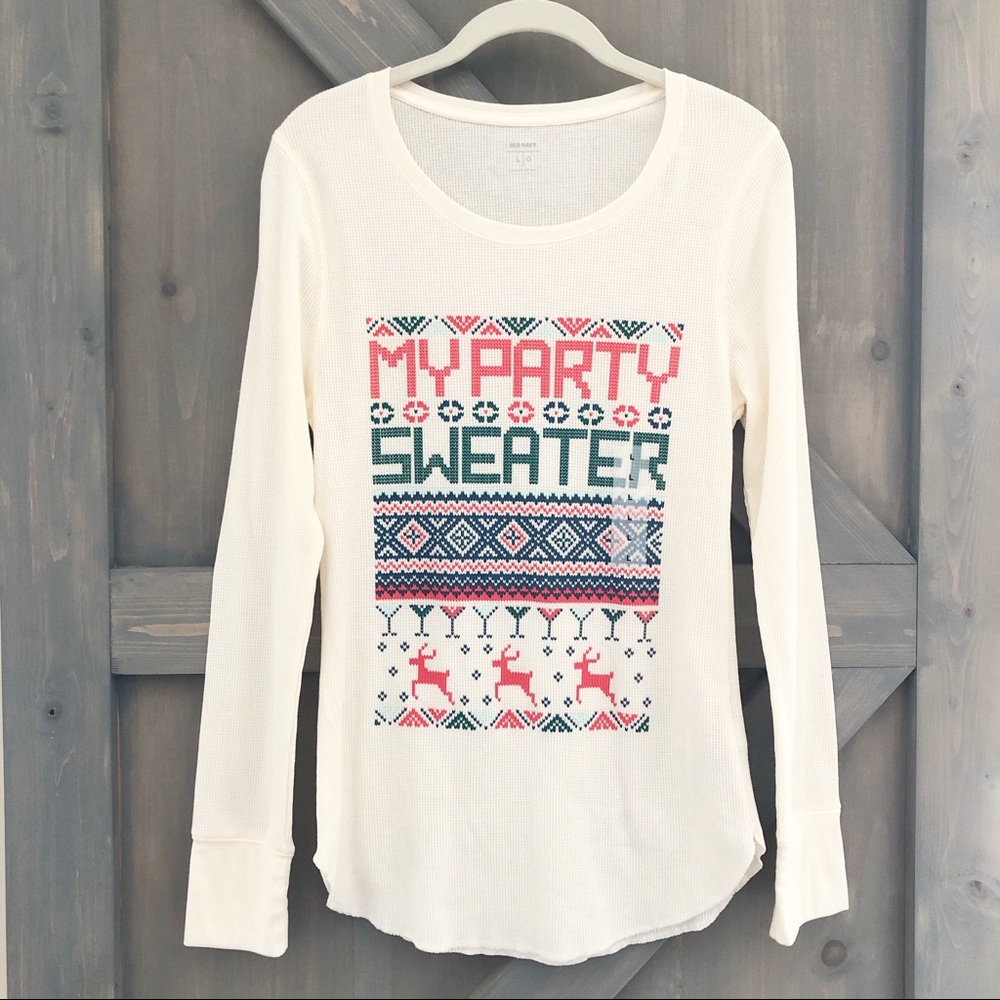 Old Navy Long Sleeve Waffle Kit “My Party Sweater”